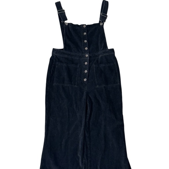 Reformation Cassidy Black Corduroy Overalls Square Neck Relaxed Fit Size 10 - Picture 9 of 11